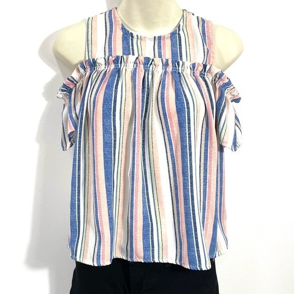 Girls Striped Cold Shoulder Top - Picture 2 of 9